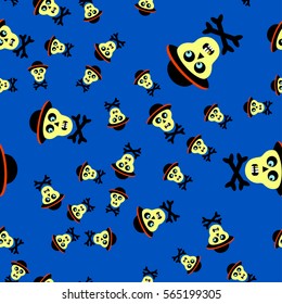 seamless pattern with skulls in pirate hats