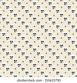 Seamless Pattern With Skulls and Star 