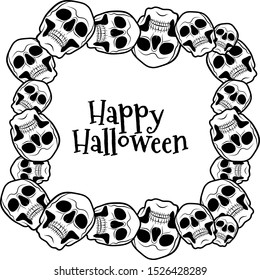 Seamless pattern with skulls. Vector illustration. Halloween background