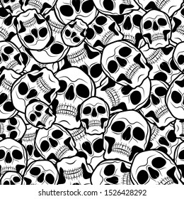 Seamless pattern with skulls. Vector illustration. Halloween background