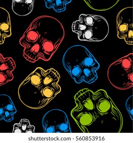 seamless pattern with skulls. vector illustration. vector wallpaper. design element.