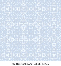 Seamless pattern with sky blue color. Vector illustration with floral ornate design.
