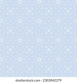 Seamless pattern with sky blue color. Vector illustration with floral ornate design.