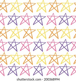 Seamless pattern with sky and colorful hand drawn doodle 