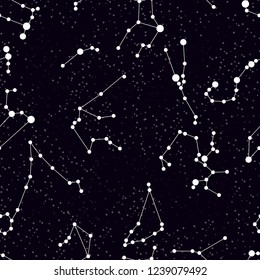 seamless pattern with sky, stars and constellation