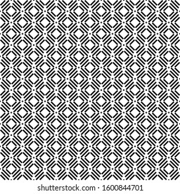 Seamless pattern. Slanted dashes, squares background. Angled stripes, rhombuses motif. Diagonal lines, diamonds ornament. Striped, dotted backdrop. Tilted strokes, dots wallpaper. Vector illustration