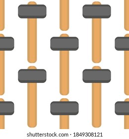 Patrón sin foco con martillo sobre fondo blanco. Herramienta de jardinería de estilo plano. Objetos de dibujos animados del trabajo.
Ilustración vectorial de material para el diseño, la decoración, la tela, el papel de envoltura, el textil