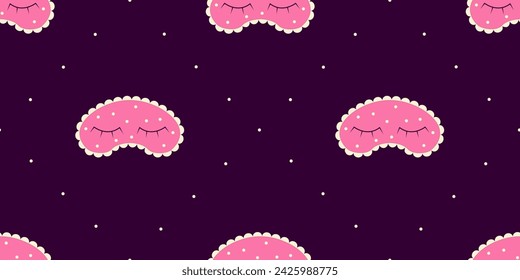 Seamless pattern of sleep mask. Sleep concept. Vector illustration