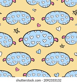 seamless pattern sleep mask on yellow background