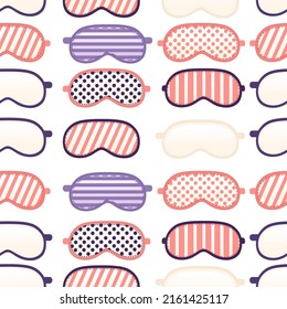 Seamless pattern of sleeping mask with different patterns vector illustration on white background