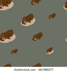 seamless pattern with sleepy bear