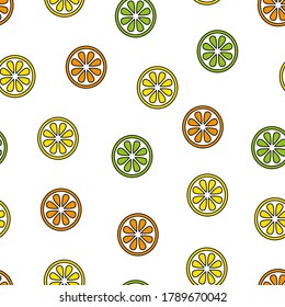 Seamless pattern of slice citrus. Vector illustration on a white background.	
