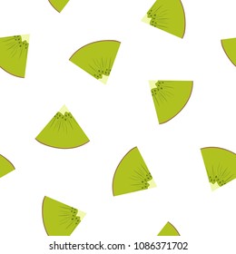 Seamless Pattern with a Slice of Kiwifruit , Juicy Fresh Slice of Summer Fruit, Vector Illustration