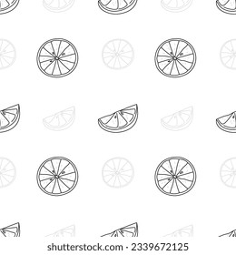 Seamless pattern with slice lime, outline hand drawn.