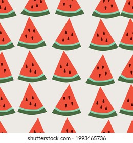 seamless pattern with slice of watermelon, vector design for paper, fabric and other surface