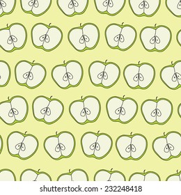 Seamless pattern with sliced apples
