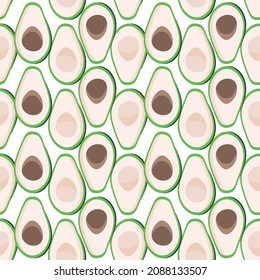 Vocado en lonas sin soldadura con semillas sobre fondo blanco, Ilustración vectorial para papel envoltorio, tarjetas de felicitación, papel tapiz, tela