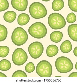 patrón sin fisuras con pepinos cortados. verduras frescas. Diseño moderno para embalaje, papel, tela. imprimir para ropa
