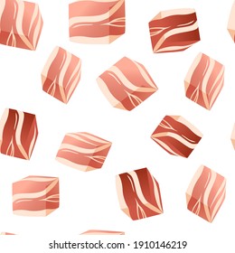 Seamless pattern of sliced piece of bacon vector illustration on white background