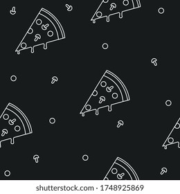 seamless pattern with sliced pizzaon black background