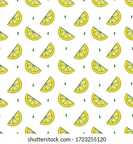 A seamless pattern of sliced yellow lemon