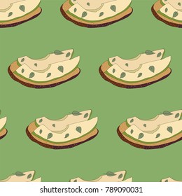 seamless pattern with slices of avocado on bread