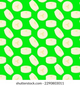Seamless pattern from slices of banana.For wrapping paper, gift card, poster, banner design, home decor, modern textile print. Vector illustration.