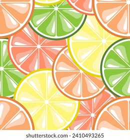 Seamless pattern, slices of citrus lemons and oranges on a white background. Background, textile, vector