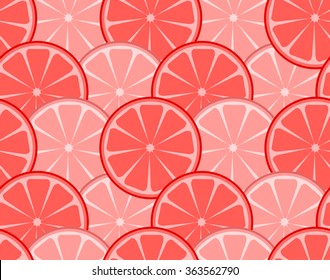 Seamless pattern with slices of grapefruit