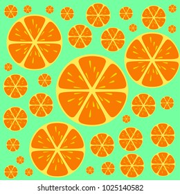 seamless pattern slices of orange flat design on light green background vector illustration