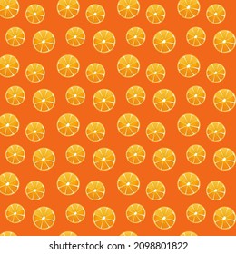 Ein nahtloses Muster mit Scheiben aus Orange, Lebensmittelgrafik, Vektorgrafik, eps10