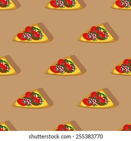 Seamless pattern with slices of the pizza