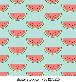 Seamless pattern with slices of watermelon. Vector.