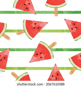 Seamless pattern with slices of watermelon. watercolour style Elegant template for fashion prints.