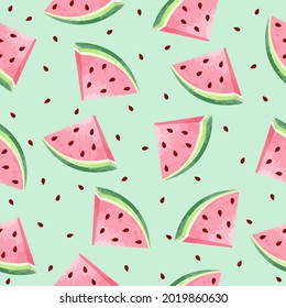 Seamless pattern with slices of watermelon,used for fabric, background, packaging and other products.