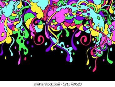 Seamless pattern with slime and tentacles. Urban colorful abstract cartoon background.