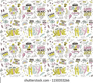 Seamless pattern with slogan. Tee print. Vector design.