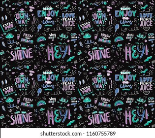 Seamless pattern with slogan. Tee print. Vector design.