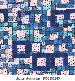 Seamless pattern of sloppy squares collected in square frames. Fashionable urban camouflage.