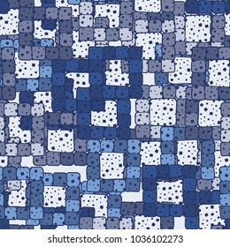 Seamless pattern of sloppy squares collected in square frames. Fashionable urban camouflage.