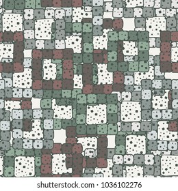 Seamless pattern of sloppy squares collected in square frames. Fashionable urban camouflage.