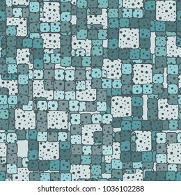Seamless pattern of sloppy squares collected in square frames. Fashionable urban camouflage.