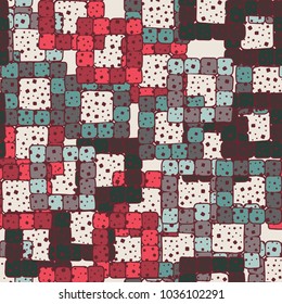 Seamless pattern of sloppy squares collected in square frames. Fashionable urban camouflage.