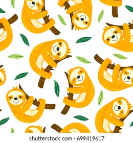 seamless pattern with sloth  - vector illustration, eps
