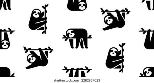 Seamless pattern with Sloths. isolated on white background