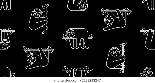 Seamless pattern with Sloths. isolated on white background