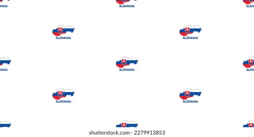 Seamless pattern   of  SLOVAKIA country  map  in colors of  the flag of SLOVAKIA.  With the caption of the country name "SLOVAKIA".