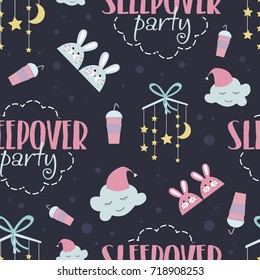 Seamless pattern for slumber party. Vector illustration