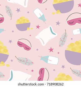 Seamless pattern for slumber party. Vector illustration