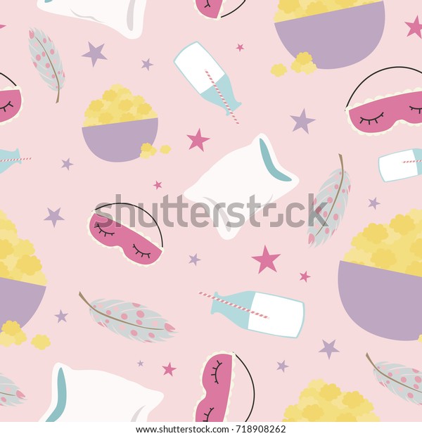 Seamless Pattern Slumber Party Vector Illustration Stock Vector